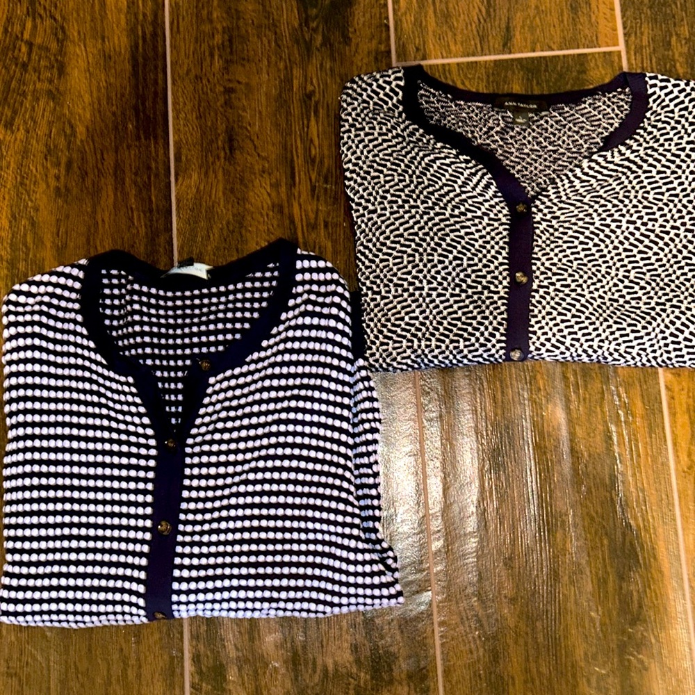 Lot of Ann Taylor 3/4 Sleeve Navy Blue Cardigans Sz Large